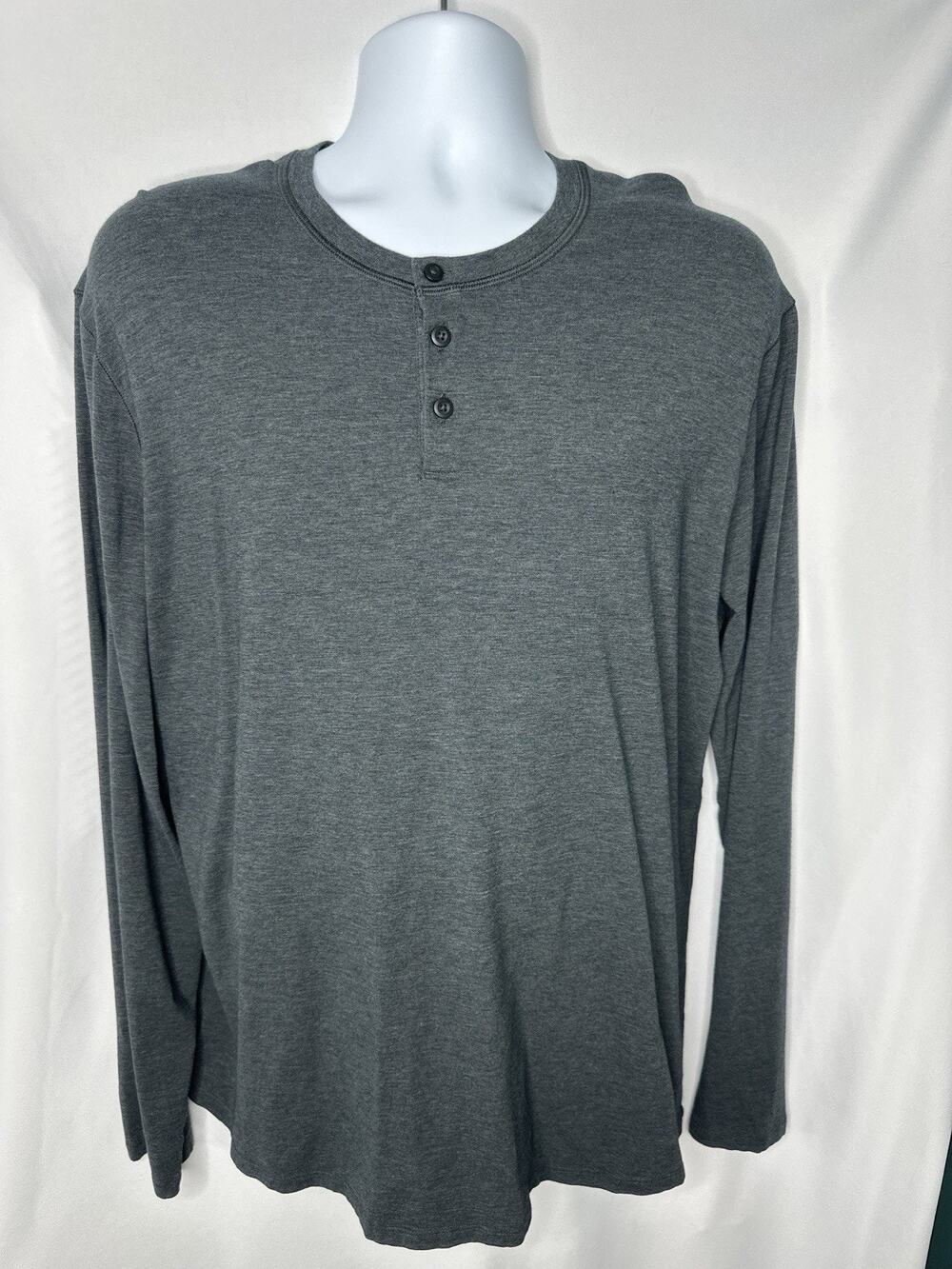 Lululemon Soft Henley Shirt Mens XL Dark Grey Long Sleeve Performance
